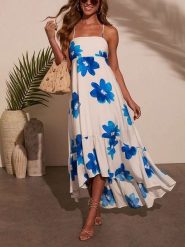 LA Angels Sukienka w kolorze biało-niebieskim rozmiar: S. Białe sukienki damskie LA Angels, na imprezę, s, bez wzorów, z wiskozy, bez kołnierzyka, bez ramiączek, maxi. Za 164.92 zł.