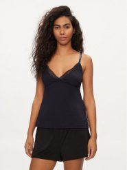 Tommy Hilfiger Koszulka piżamowa UW0UW05404 Granatowy Slim Fit. Niebieskie koszule nocne damskie Tommy Hilfiger, m, bez wzorów, bez ramiączek. Za 219.99 zł.