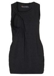 Top ciążowy i do karmienia 2w1. Czarne topy damskie bonprix, bez wzorów, bez kołnierzyka. Za 44.99 zł.