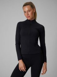 4F Bluza treningowa slim bez kaptura damska - czarna M. Czarne bluzy sportowe damskie 4f, m, bez wzorów, bez kaptura. Za 179.99 zł.