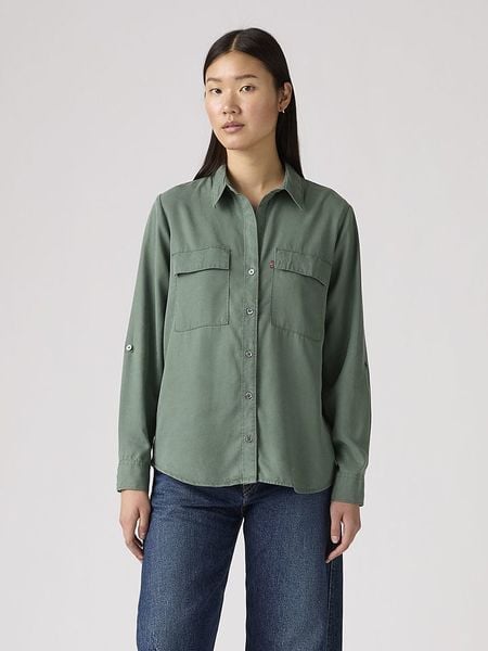 Levi's Koszula w kolorze zielonym rozmiar: XS. Zielone koszule damskie Levi's, s, bez wzorów, bez kołnierzyka, bez ramiączek. Za 100.52 zł.