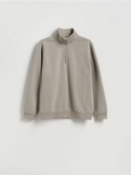 Bluza ze stójką - jasnozielony. Zielone bluzy bez kaptura męskie Reserved, l, z bawełny. Za 119.99 zł.