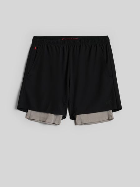 4F Spodenki treningowe szybkoschnące męskie - czarne S. Czarne szorty męskie 4f, z materiału, bez kołnierzyka. Za 169.99 zł.