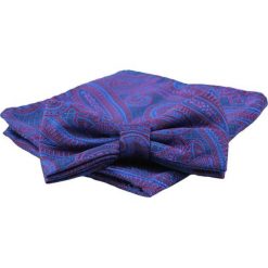 Mucha Męska z Poszetką, Chabrowo-Czerwona, Wzór Orientalny - Alties. Czerwone krawaty i muchy męskie Alties, bez wzorów, eleganckie. Za 54.00 zł.