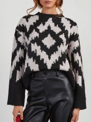 Milan Kiss Sweter w kolorze czarno-kremowym rozmiar: L. Brązowe swetry klasyczne damskie Milan Kiss, l, bez kołnierzyka. Za 209.82 zł.