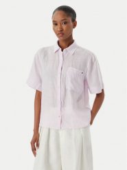 Tommy Hilfiger Koszula WW0WW48925 Fioletowy Relaxed Fit. Fioletowe koszule damskie Tommy Hilfiger, s, bez wzorów, ze lnu, bez kołnierzyka, bez ramiączek. Za 409.99 zł.