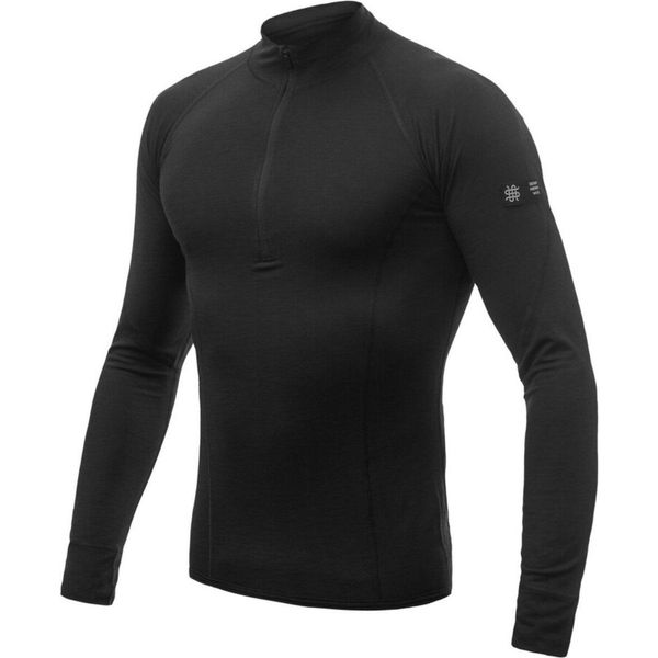 Męska koszulka Baselayer Merino Outdoor z długim rękawem i zamkiem błyskawicznym. Czarne bielizna termoaktywna męska Sensor, l, bez wzorów, z materiału. Za 351.99 zł.