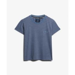 Damska koszulka w paski Superdry Essential Logo. Niebieskie t-shirty damskie Superdry., s, bez wzorów, bez kołnierzyka. Za 139.75 zł.