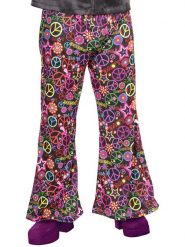 Amscan Spodnie kostiumowe "Peace Out Flares" ze wzorem rozmiar: XL. Spodnie materiałowe damskie AMSCAN, bez wzorów. Za 69.99 zł.