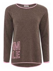 Zwillingsherz Sweter "Smile" w kolorze brązowym rozmiar: L. Brązowe swetry klasyczne damskie Zwillingsherz, l, z kaszmiru, bez kołnierzyka. Za 184.46 zł.