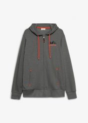Bluza z kapturem, regular fit. Niebieskie bluzy sportowe męskie bonprix, bez wzorów, z bawełny, biznesowe, bez kołnierzyka, bez ramiączek. Za 129.99 zł.
