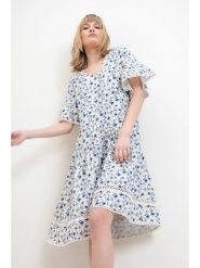 Josephine & Co Sukienka w kolorze błękitnym rozmiar: 36. Niebieskie sukienki damskie Josephine & Co, bez wzorów, z bawełny, bez kołnierzyka, bez ramiączek, midi, rozkloszowane. Za 322.90 zł.