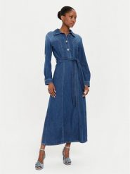 Marella Sukienka jeansowa Ada 2423226014 Granatowy Regular Fit. Niebieskie sukienki damskie Marella, bez wzorów, z bawełny, bez kołnierzyka, bez ramiączek. Za 1,249.00 zł.