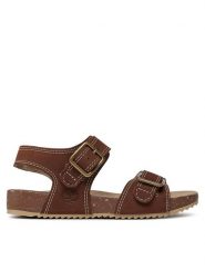 Timberland Sandały Castle Island 2 Strap TB0A5SZT9311 Brązowy. Brązowe sandały chłopięce Timberland, ze skóry, bez zapięcia. Za 179.99 zł.