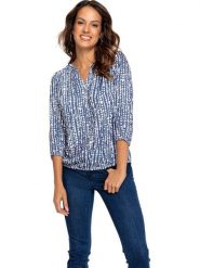 WITT WEIDEN Bluzka w kolorze granatowo-białym rozmiar: 40. Białe bluzki damskie WITT WEIDEN, bez wzorów, z wiskozy, bez kołnierzyka, bez ramiączek. Za 48.05 zł.