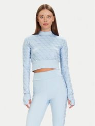Guess Bluzka W5BP48 K7182 Błękitny Slim Fit. Niebieskie bluzki damskie Guess, l, z aplikacjami, z syntetyku, bez ramiączek. Za 379.99 zł.