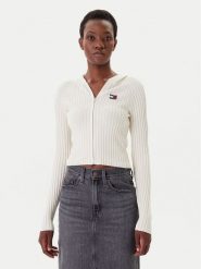 Tommy Jeans Kardigan DW0DW20974 Écru Slim Fit. Kardigany damskie Tommy Jeans, m, bez wzorów, z jeansu. Za 379.99 zł.