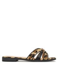 Guess Klapki FLJREA PEL19 Beżowy. Brązowe klapki damskie Guess, z aplikacjami, ze skóry, bez obcasa. Za 499.99 zł.