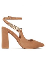 DeeZee Sandały HT368-1 Beżowy. Brązowe sandały damskie DeeZee, bez wzorów, z materiału, bez obcasa. Za 149.99 zł.