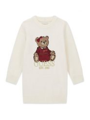 Guess Sukienka dzianinowa K6BK08 Z1308 Kremowy Regular Fit. Białe sukienki dziewczęce Guess, z aplikacjami, z dzianiny, bez ramiączek. Za 214.99 zł.
