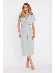 Made of emotion Sukienka w kolorze miętowym rozmiar: L. Zielone sukienki damskie Made Of Emotion, l, bez wzorów, bez kołnierzyka, bez ramiączek, midi, kopertowe. Za 254.99 zł.