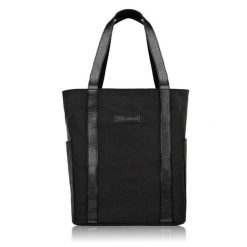 Shopperka materiałowa Paolo Peruzzi E-17-BL czarna. Czarne shopper bag damskie Paolo Peruzzi, bez wzorów, z bawełny, na ramię, bez dodatków. Za 119.99 zł.