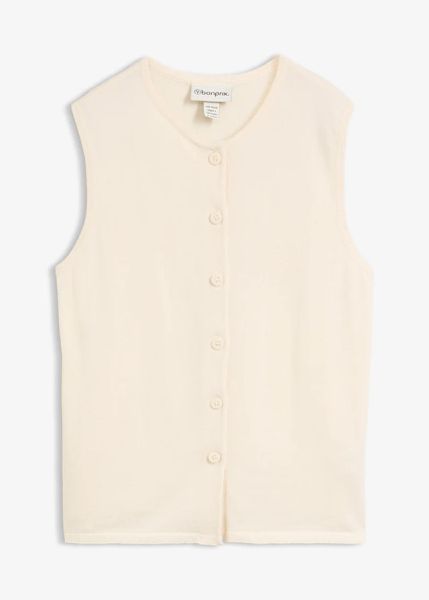 Kamizelka z dzianiny na lato. Niebieskie kamizelki damskie bonprix, z dzianiny. Za 34.99 zł.