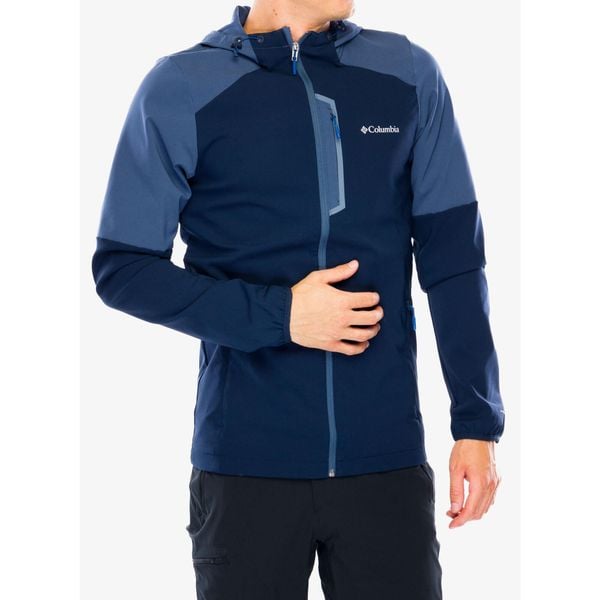 Kurtka softshell męska Columbia Columbia Tech Softshell Hoodie. Niebieskie kurtki męskie Columbia, m, bez wzorów, z softshellu, bez kaptura. Za 298.99 zł.