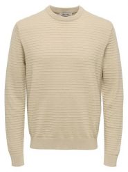 ONLY & SONS Sweter "Storm" w kolorze beżowym rozmiar: L. Brązowe swetry męskie Only & Sons, l, bez wzorów, z bawełny, bez kołnierzyka. Za 119.95 zł.