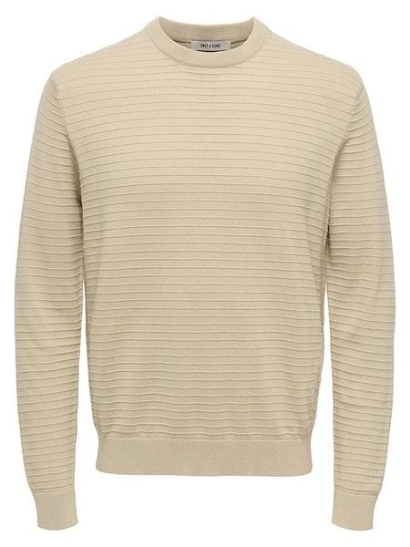 ONLY & SONS Sweter "Storm" w kolorze beżowym rozmiar: L. Brązowe swetry męskie Only & Sons, l, bez wzorów, z bawełny, bez kołnierzyka. Za 119.95 zł.