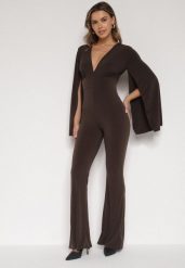 Brązowy Długi Kombinezon z Szerokimi Rękawami i Odkrytymi Plecami Dasima. Brązowe kombinezony damskie Born2be, m, bez wzorów, eleganckie, bez kołnierzyka, bez ramiączek, długie. Za 139.99 zł.