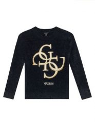 Guess Sweter J5BR07 Z0720 Czarny Regular Fit. Czarne swetry dziewczęce Guess, z aplikacjami, z syntetyku, bez kołnierzyka. Za 149.99 zł.