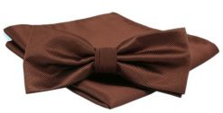 Męska Mucha z Poszetką Alties - Brąz Czekoladowy. Brązowe krawaty i muchy męskie Alties, bez wzorów, eleganckie. Za 54.00 zł.