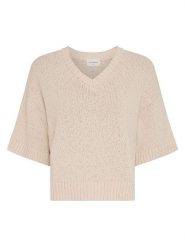 MOSS COPENHAGEN Sweter w kolorze beżowym rozmiar: XS/S. Brązowe swetry klasyczne damskie MOSS COPENHAGEN, s, z bawełny, bez kołnierzyka. Za 184.95 zł.