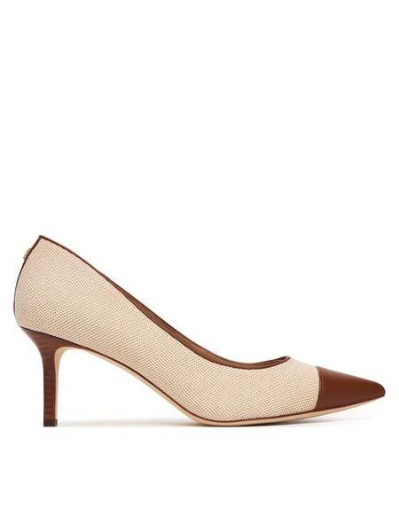 LAUREN RALPH LAUREN Szpilki 802P10395003 Beżowy. Brązowe szpilki Lauren Ralph Lauren, bez wzorów, z materiału, bez obcasa. Za 729.99 zł.