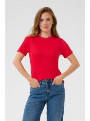 Kaffe Koszulka w kolorze czerwonym rozmiar: S. Czerwone bluzki damskie Kaffe, s, bez wzorów, z koronki, bez kołnierzyka, bez ramiączek. Za 56.99 zł.