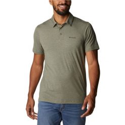 Koszulka polo, męska z krótkim rękawem Columbia Tech Trail Polo Shirt. Zielone koszulki polo męskie Columbia, m, z elastanu, bez ramiączek. Za 159.99 zł.