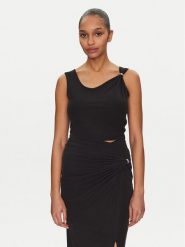 Guess Top W5GP22 KAQL2 Czarny Regular Fit. Czarne topy damskie Guess, m, z aplikacjami, bez kołnierzyka. Za 149.99 zł.