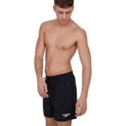 Spodenki szorty kąpielowe męskie Speedo Essentials. Czarne kąpielówki męskie Speedo, l, bez wzorów, z materiału, do pływania. Za 87.56 zł.