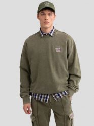Bluza męska z efektem sprania khaki Caron 303. Zielone bluzy bez kaptura męskie Big Star, l, z dzianiny. W wyprzedaży za 119.99 zł.