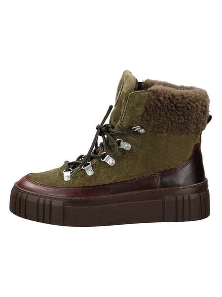 GANT Footwear Skórzane botki "Snowmont" w kolorze oliwkowym rozmiar: 40. Zielone botki damskie GANT Footwear, ze skóry, eleganckie, bez obcasa, bez zapięcia. Za 522.14 zł.