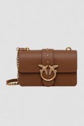 PINKO Brązowa kopertówka Love One Mini St. Cl Vitello Seta. Brązowe torebki wieczorowe Pinko, bez wzorów, ze skóry, eleganckie, bez kołnierzyka, bez ramiączek. W wyprzedaży za 1,059.99 zł.