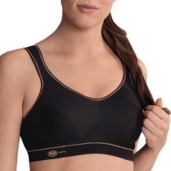 Stanik do biegania Extreme control z wysoki poziomem podtrzymywania. Czarne biustonosze sportowe damskie ANITA ACTIVE, bez wzorów, z bawełny. Za 338.00 zł.