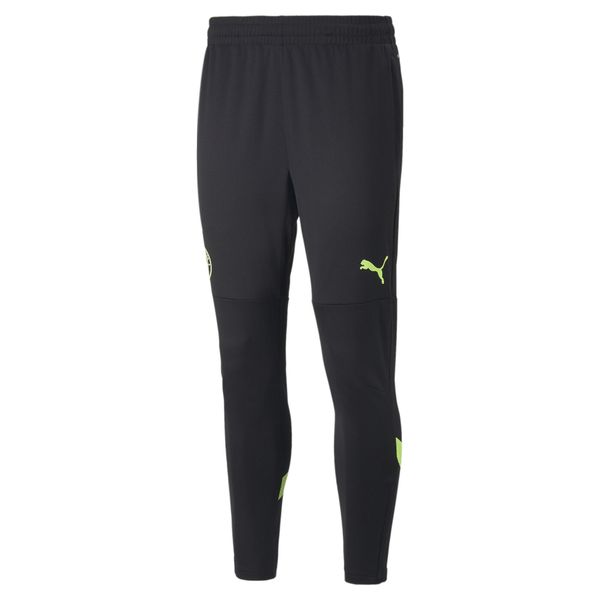 Spodnie treningowe i do joggingu Manchester City 2022/23. Czarne spodnie materiałowe męskie Puma, z aplikacjami, z gumy. Za 258.35 zł.