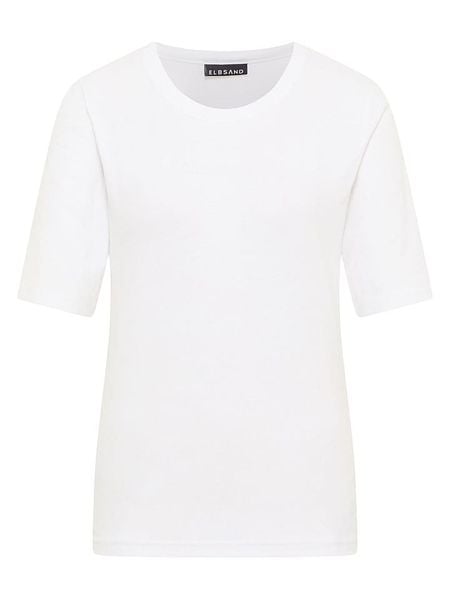 ELBSAND Koszulka "Siva" w kolorze białym rozmiar: XL. Białe bluzki damskie ELBSAND, xl, bez wzorów, z bawełny, bez kołnierzyka, bez ramiączek. Za 73.99 zł.