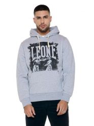 Bluza wygodny z bawełna z kaptur na co dzień. Szare bluzy sportowe męskie LEONE 1947 APPAREL, bez wzorów, z bawełny, bez kołnierzyka, bez ramiączek. Za 303.12 zł.