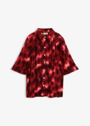 Bluzka oversize ze strukturalnej wiskozy. Brązowe bluzki damskie bonprix, bez wzorów, z wiskozy, bez kołnierzyka, bez ramiączek. Za 109.99 zł.