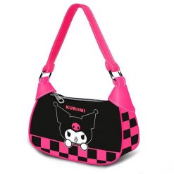 Torebka damska OcioStock Hello Kitty Kuromi. Czarne torebki klasyczne damskie hello kitty, bez wzorów, z materiału, z nadrukiem, bez dodatków. Za 146.00 zł.