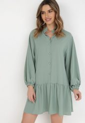 Miętowa Sukienka Amarheis. Zielone sukienki damskie Born2be, l, bez wzorów, bez kołnierzyka, bez ramiączek, mini. W wyprzedaży za 51.99 zł.
