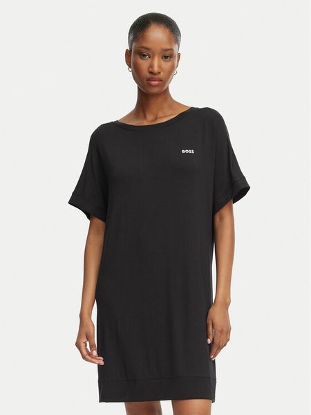 BOSS Koszula nocna Element 50561000 Czarny Regular Fit. Czarne koszule nocne damskie Boss, bez wzorów, z wiskozy. Za 279.99 zł.